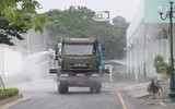 [Ảnh] Bộ Tư lệnh Thủ đô phun khử khuẩn Bệnh viện K cơ sở Tân Triều phòng Covid-19