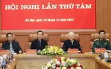 Hình ảnh Tổng Bí thư Nguyễn Phú Trọng chủ trì Hội nghị Quân ủy Trung ương