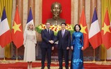 Chủ tịch nước Lương Cường hội đàm với Tổng thống Pháp Emmanuel Macron