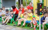 Một ngày trải nghiệm làm Cảnh sát giao thông của học sinh mầm non Thanh Xuân Trung