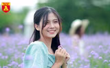 Thiếu nữ Hà Nội đẹp dịu dàng bên cánh đồng hoa oải hương thảo