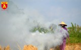 Khói rơm rạ bủa vây người tham gia giao thông tại Hà Nội