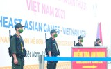 Công an Hà Nội 'đội mưa' đảm bảo an ninh trật tự phục vụ SEA Games 31