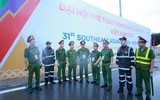 Công an Hà Nội 'đội mưa' đảm bảo an ninh trật tự phục vụ SEA Games 31
