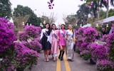 Dàn mỹ nhân Hoa hậu Du lịch thế giới khoe sắc tại Festival hoa Mê Linh