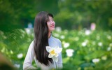 Xúc động với bộ ảnh cô gái bị ung thư bên đầm sen trắng