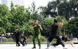 Những màn trình diễn võ thuật ấn tượng của Đội tuyển Điều lệnh, quân sự, võ thuật Công an Hà Nội 