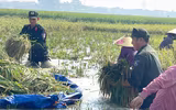 Công an Hà Nội ngâm mình trong ‘biển nước’, đưa người dân đến vùng an toàn