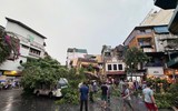Cơn mưa giông chiều nay làm hàng loạt cây đổ, nhiều ô tô bị bẹp