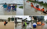 Lực lượng Công an đội mưa giúp dân khắc phục hậu quả bão số 4