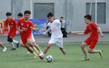 Dàn cổ động viên THPT Xa La nổi bật trên khán đài sân Tây Hồ