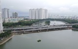 Ngắm đường vành đai 3 đi thấp qua hồ Linh Đàm sắp thông xe