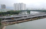 Ngắm đường vành đai 3 đi thấp qua hồ Linh Đàm sắp thông xe