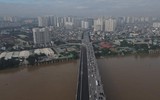 Cầu Vĩnh Tuy 2 đang cấp tập hoàn thiện để kịp thông xe vào dịp 2-9