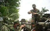 [Ảnh] Bộ Tư lệnh Thủ đô phun khử khuẩn Bệnh viện K cơ sở Tân Triều phòng Covid-19
