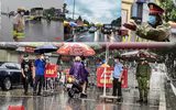 [ẢNH] Công an Hà Nội đội mưa lớn kiểm soát 