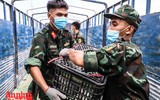 [ẢNH] Xúc động hình ảnh công an, quân đội đội nắng trưa bốc xếp thực phẩm chi viện cho TP. HCM