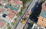 Xem thi công cầu vượt chữ C bằng thép hơn 120 tỷ đồng đầu tiên ở Hà Nội từ flycam