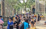 Hà Nội: Chen chân đi chơi công viên Thủ Lệ, trẻ em mệt mỏi vì nắng nóng