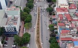 Nhìn từ flycam, đường Hoàng Quốc Việt 8 làn xe cực đẹp sau xén giải phân cách