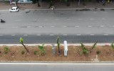 Nhìn từ flycam, đường Hoàng Quốc Việt 8 làn xe cực đẹp sau xén giải phân cách