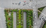 Nhìn từ Flycam đoạn đường xanh độc đáo ngay cửa ngõ Thủ đô