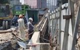 Toàn cảnh cầu vượt chữ C Chùa Bộc - Phạm Ngọc Thạch sau 6 tháng chậm tiến độ