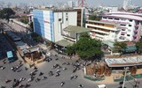 Toàn cảnh cầu vượt chữ C Chùa Bộc - Phạm Ngọc Thạch sau 6 tháng chậm tiến độ
