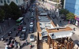 Toàn cảnh cầu vượt chữ C Chùa Bộc - Phạm Ngọc Thạch sau 6 tháng chậm tiến độ