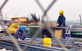 Công trường cầu Vĩnh Tuy giai đoạn 2 những ngày cuối năm 2022 