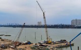 Công trường cầu Vĩnh Tuy giai đoạn 2 những ngày cuối năm 2022 