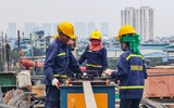 Công trường cầu Vĩnh Tuy giai đoạn 2 những ngày cuối năm 2022 