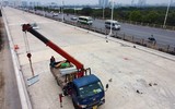 Công trường cầu Vĩnh Tuy giai đoạn 2 những ngày cuối năm 2022 