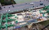 Công trường cầu Vĩnh Tuy giai đoạn 2 những ngày cuối năm 2022 