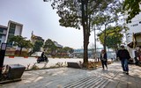 Ngắm hàng ghế đá tối giản tuyệt đẹp trong nắng xuân trên phố Nguyễn Chí Thanh