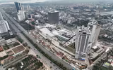 Nhìn từ flycam công trường dự án trung tâm thương mại khủng nhìn thẳng ra hồ Tây