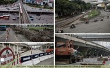 Cận cảnh công trường xây dựng 2 cầu dầm thép song song với cầu vượt Mai Dịch ở Hà Nội