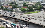 Nhìn từ flycam hai cầu vượt thép trăm tỷ ở nút Mai Dịch đang có nguy cơ chậm tiến độ 