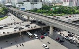 Nhìn từ flycam hai cầu vượt thép trăm tỷ ở nút Mai Dịch đang có nguy cơ chậm tiến độ 