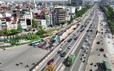 Nhìn từ flycam hai cầu vượt thép trăm tỷ ở nút Mai Dịch đang có nguy cơ chậm tiến độ 