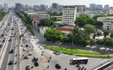 Nhìn từ flycam hai cầu vượt thép trăm tỷ ở nút Mai Dịch đang có nguy cơ chậm tiến độ 