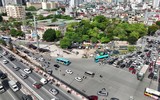 Nhìn từ flycam hai cầu vượt thép trăm tỷ ở nút Mai Dịch đang có nguy cơ chậm tiến độ 