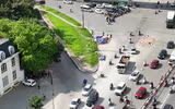 Nhìn từ flycam hai cầu vượt thép trăm tỷ ở nút Mai Dịch đang có nguy cơ chậm tiến độ 