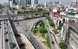 Nhìn từ flycam hai cầu vượt thép trăm tỷ ở nút Mai Dịch đang có nguy cơ chậm tiến độ 