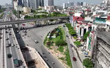 Nhìn từ flycam hai cầu vượt thép trăm tỷ ở nút Mai Dịch đang có nguy cơ chậm tiến độ 