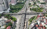 Nhìn từ flycam hai cầu vượt thép trăm tỷ ở nút Mai Dịch đang có nguy cơ chậm tiến độ 