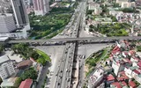 Nhìn từ flycam hai cầu vượt thép trăm tỷ ở nút Mai Dịch đang có nguy cơ chậm tiến độ 