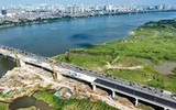 Hình ảnh ấn tượng cầu Vĩnh Tuy 2 mới được hợp long ở Hà Nội