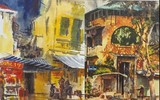 Xem con phố lâu đời ở Thủ đô tái hiện tuyệt đẹp qua tranh ký họa