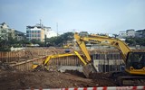 Hình ảnh mới nhất về đập dâng đầu tiên được xây trên sông Tô Lịch
